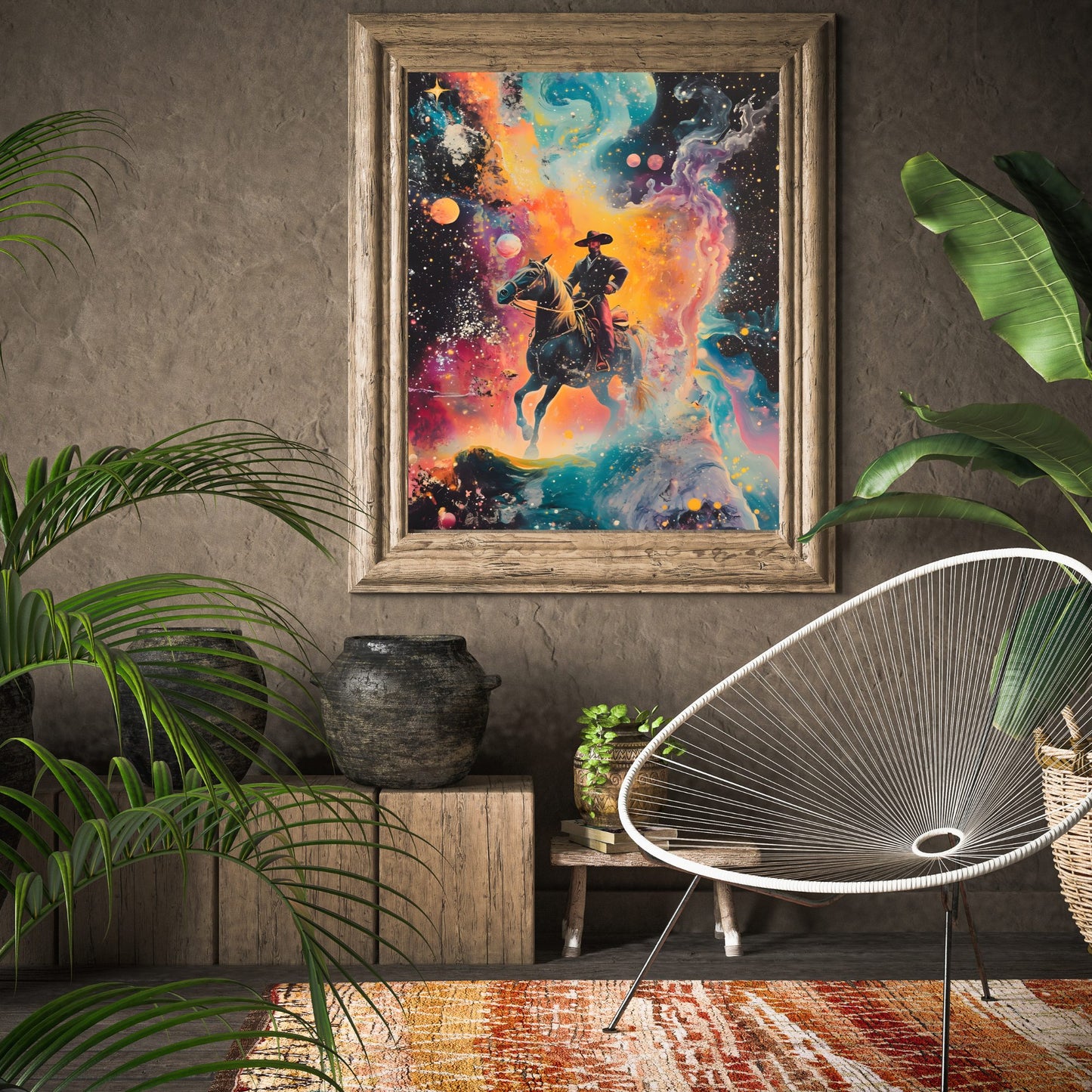 Starlight Rider - Retro Space Art Poster