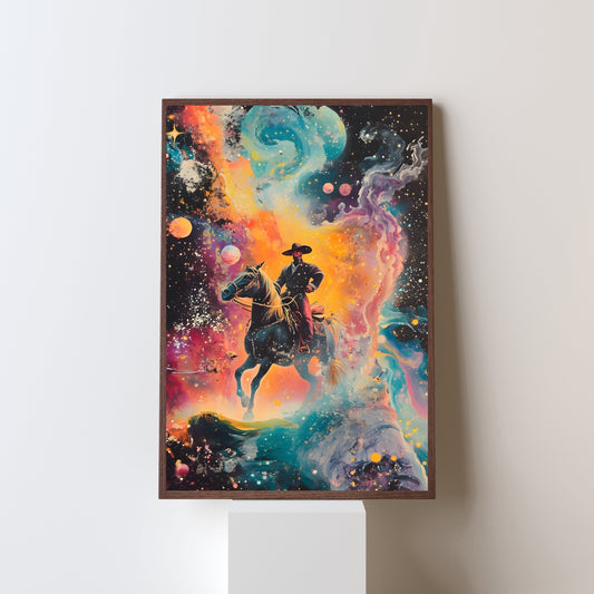 Starlight Rider - Retro Space Art Poster